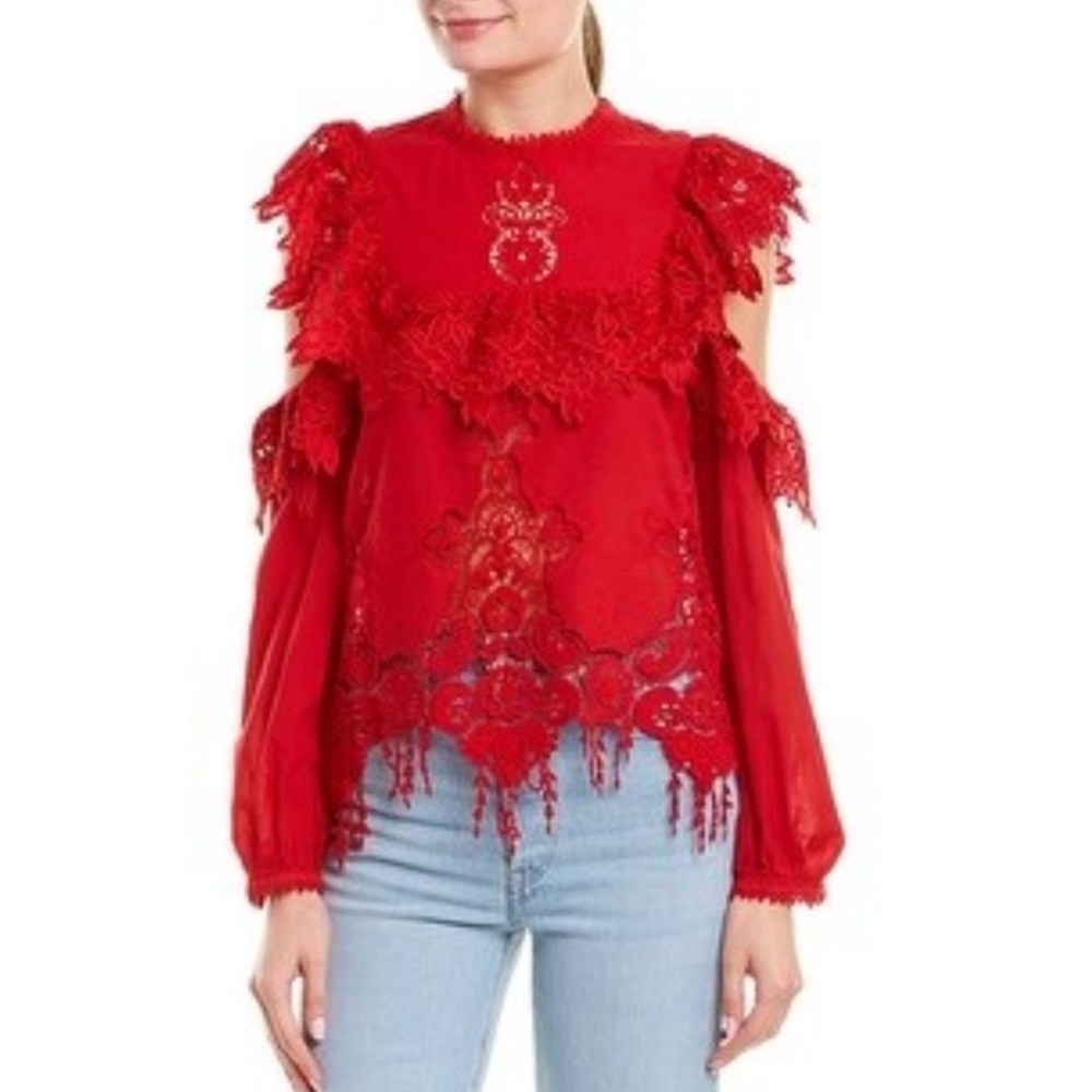 Saylor | Loretta cold shoulder lace Top